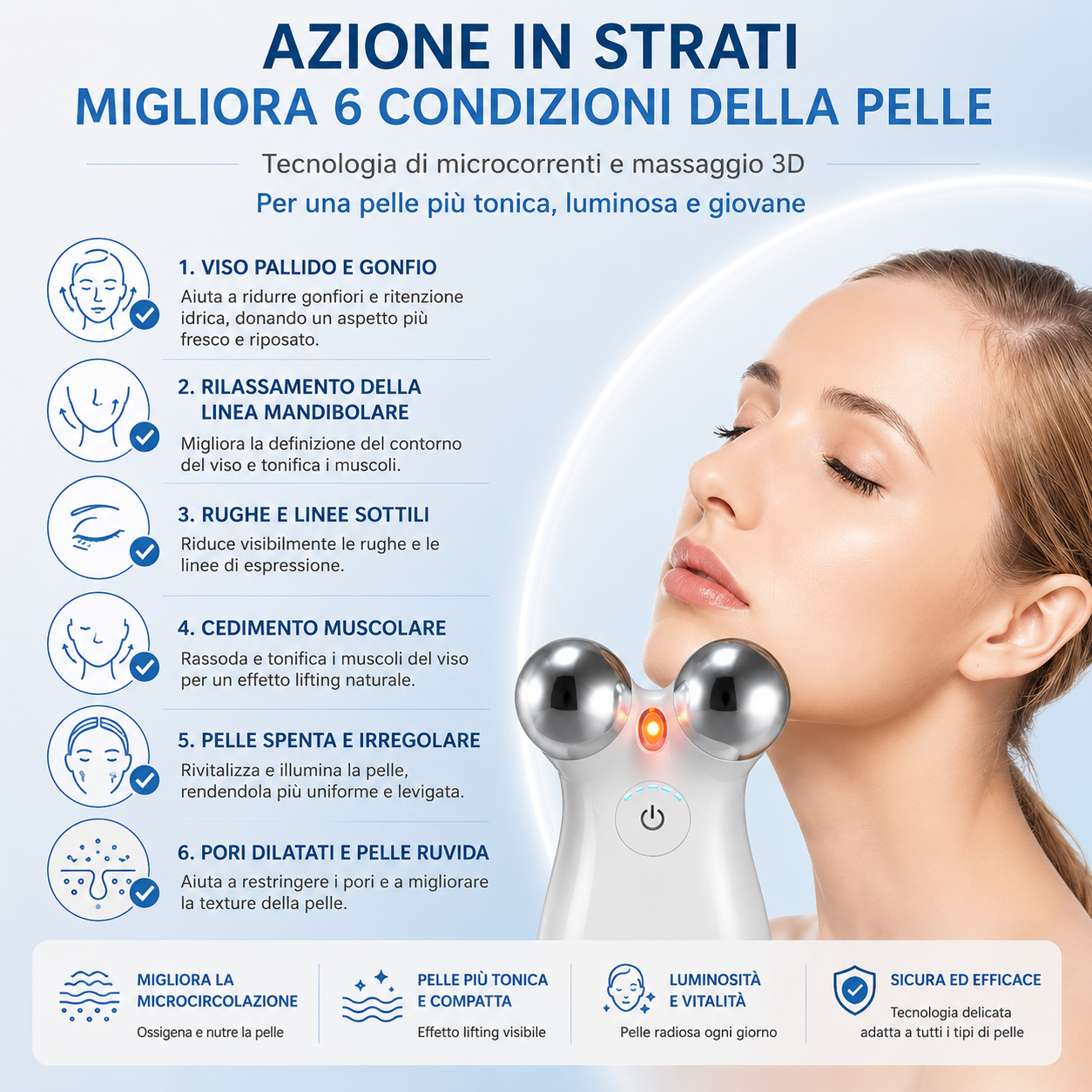 Massaggiatore EMS Viso Lifting RF