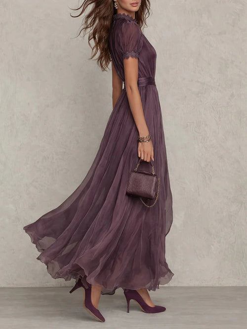 Abito Lungo Viola Pizzo Romantico