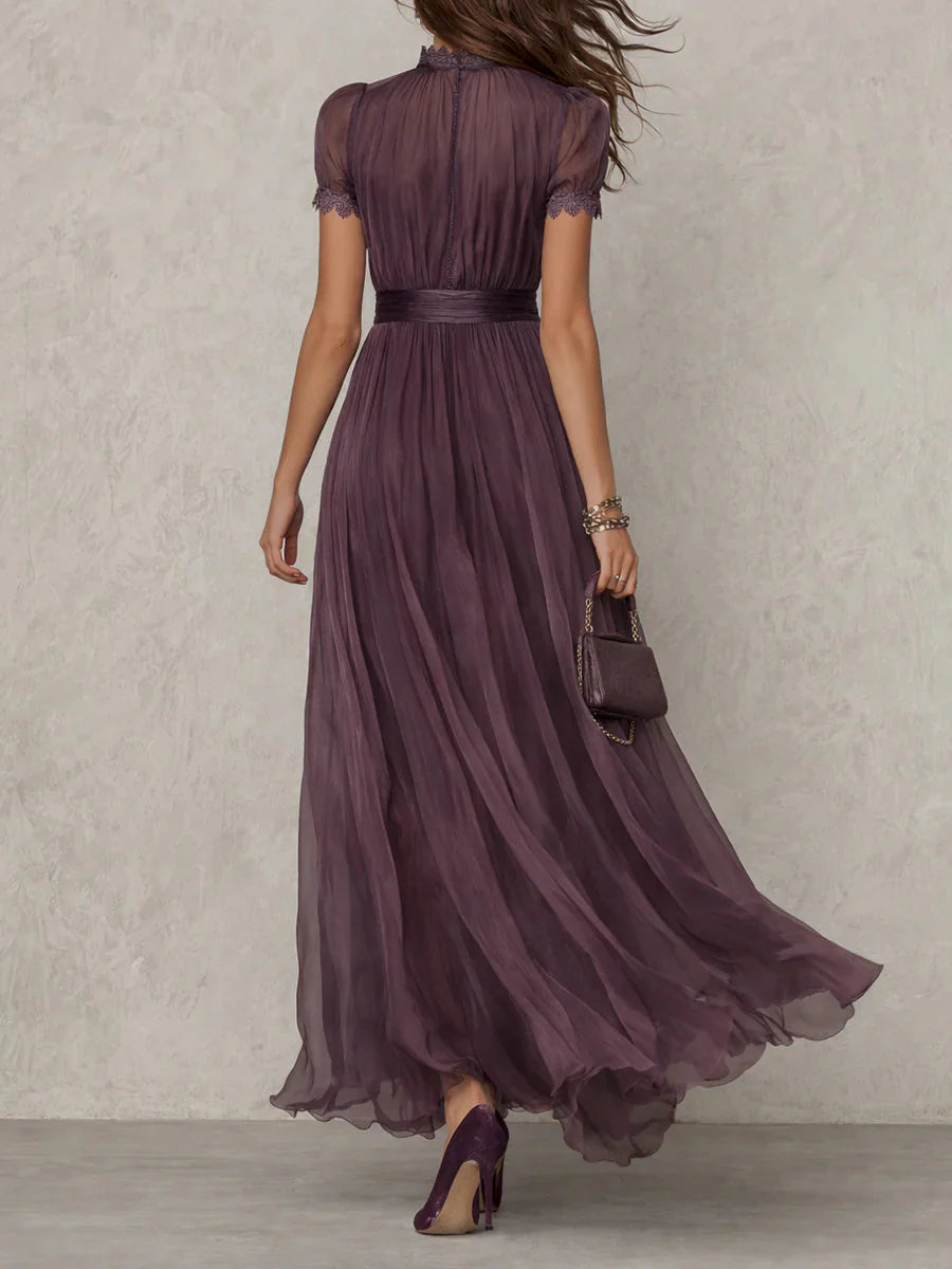 Abito Lungo Viola Pizzo Romantico