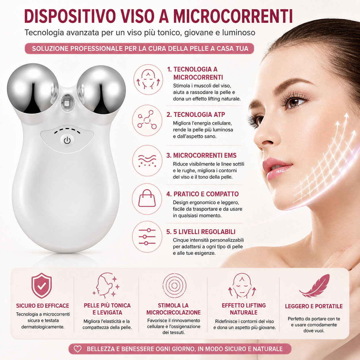 Massaggiatore EMS Viso Lifting RF